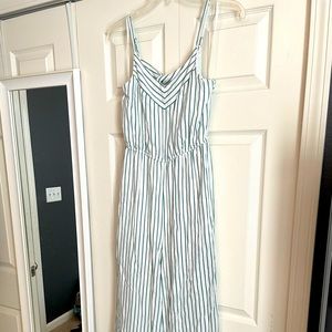 Skies are blue romper jumpsuit small white and green striped